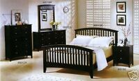 Queen Bed Set, Rich Dark Contemporary Furniture, Also in Full Size, 4 Pieces