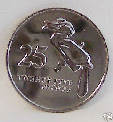 ZAMBIA-AFRICAN-CROWNED-HORNBILL-BIRD-25-N-1992-coin-unc