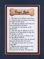 Humor Saying, Poem Funny Dog Rules Calligraphy. Click to view larger image