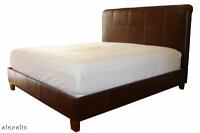 King Size Leather Bed, Jack Daniels Brown Leather - NEW
