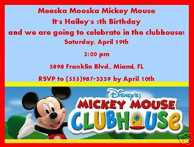 Set of 2 Mickey Mouse Clubhouse Birthday Invitations  