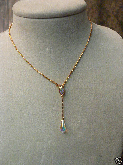 NEW SWAROVSKI GOLD CHAIN CRYSTAL Y NECKLACE  