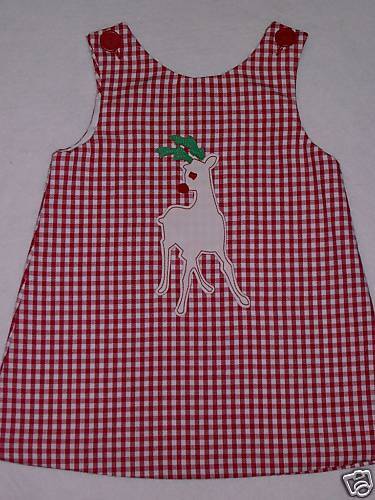 NEW~ Kellys Kids Red XMAS *REINDEER* Dress 12 18M  