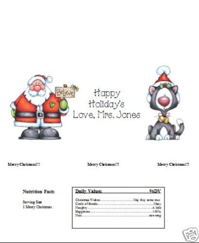 Christmas 5 oz. Candy Bar Wrappers Personalized Cute  