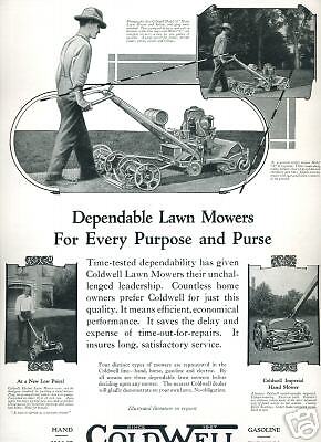 1928 Coldwell LAWN MOWER Ad 9x12 Many Views  