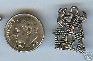 Haunted House Halloween Pewter Charm  