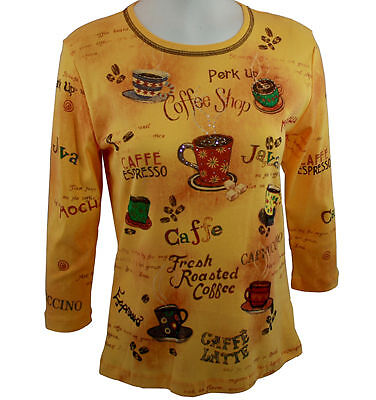 Cactus Fashion Rhinestone Cotton Top   Coffee Shop XL  