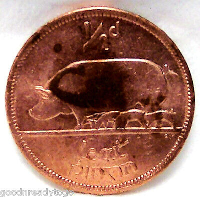 IRELAND IRISH LUCKY PIG 1966 VINTAGE BRONZE COIN  