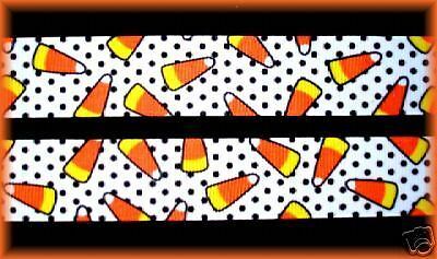 HALLOWEEN CANDY CORN DOTS 4 BOW GROSGRAIN RIBBON  