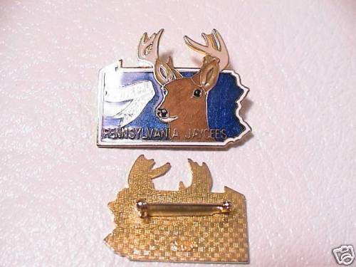 PA PENNSYLVANIA JAYCEES WHITETAIL DEER ENAMEL PIN NICE  