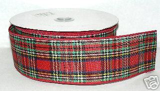 PLAID RIBBON 2 1/2 WIRE EDGE 50 yd roll #4493  