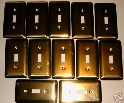 12 Single Brass Light Switch Plate Covers Wholesale New with plastic covering