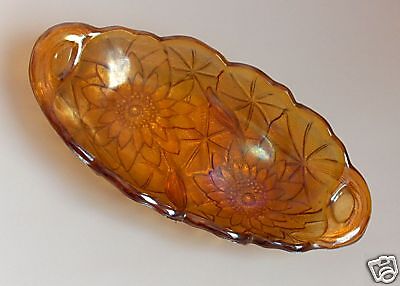 1920s ANTIQUE IRIDESCENT CARNIVAL GLASS NUTS BOWL TRAY  