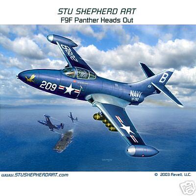 Panther Heads Out; F9F UN MATTED Print by Stu Shepherd  