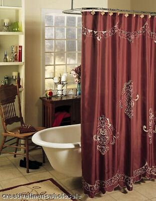 Valencia Cutwork Fabric Shower Curtain Burgundy FREE SH  