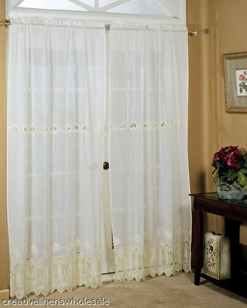 Regina Lace Cutwork Window Curtain Panel 2PCS Ivory New  