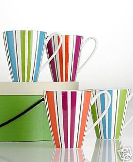 Lenox kate spade Collins Stripe Mugs, Set of 4 NIB  