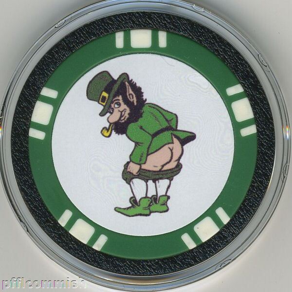 Good Luck Leprechaun Poker Chip Card Guard Cover FUNNY  