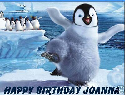 Happy Feet edible cake image cake topper decoration  