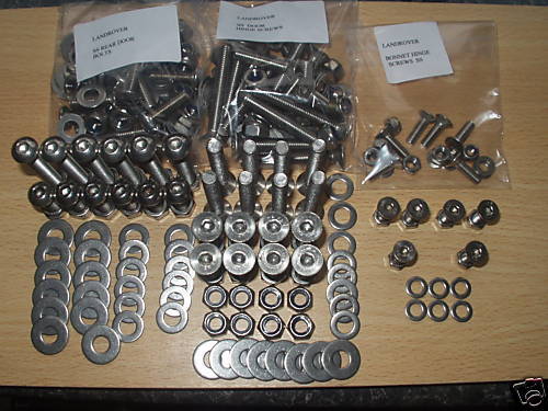 LAND ROVER DEFENDER S3,STAINLESS BOLTS 3 DOOR & BONNET  