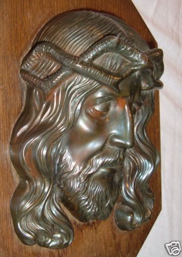 Plaques Matched Pair Jesus/Mother of Sorrows Cast Bronze 1960s Ex Fine 