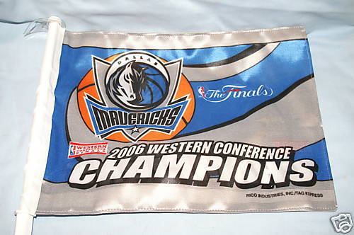 Car Window Flag DALLAS MAVERICKS 06 Conference Champs  