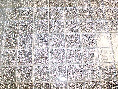 SAMPLE OF 121 GLASS MOSAIC TILES GLITTER SILVER/CHROME  