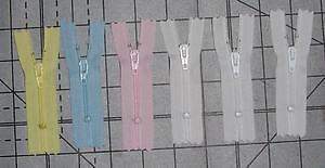 Small 2 Nylon Zippers for Doll Clothes Pastels (6)  