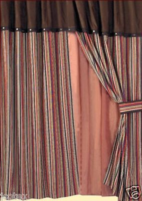 Western Decor Cowboy Montana Stripe Curtain Drape Set  