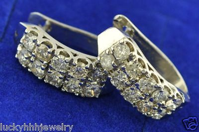 60 ct DIAMOND EARRING HOOP EARRINGS WHITE GOLD HUGGIE  