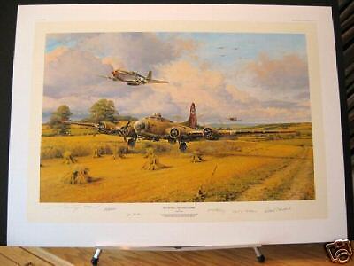 Out Fuel And Safely Home B-17 Fortress Mustang Robert Taylor Signed Aviation Art