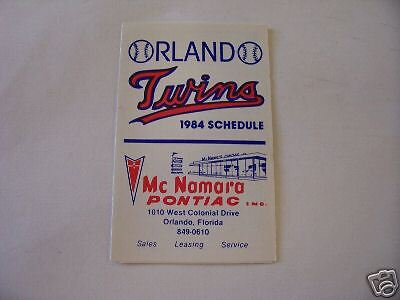 1984 Orlando Twins Baseball Pocket Schedule  