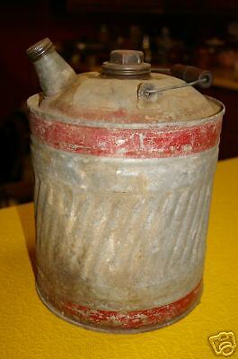 Vintage Steel Oil Can w/caps Wooden Handle No Dents NICE LOOK  