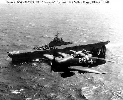 USS VALLEY FORGE CV 45 WARSHIP F8F BEARCAT PLANES 1948  