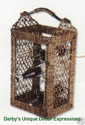 Wine Rack Table or Floor Metal / Wrapped Woven Fiber  