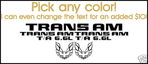 Pontiac Firebird Trans Am Decal Kit CUSTOM ANY COLOR  