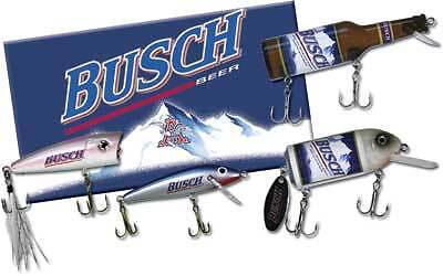 Busch Beer 4 pack Fish lures wCollectable Tin Gift Set  