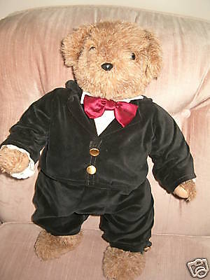 Artist Teddy Bear Plush Sandra Wheeler 1980s Jointed Custom Velvet Tuxedo 19"