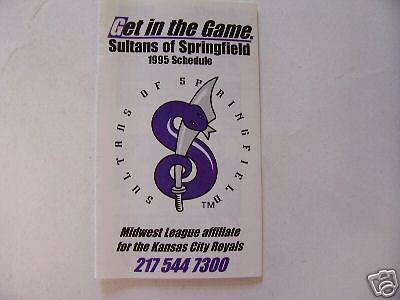 1995 Sultans of Springfield Baseball Pocket Schedule  