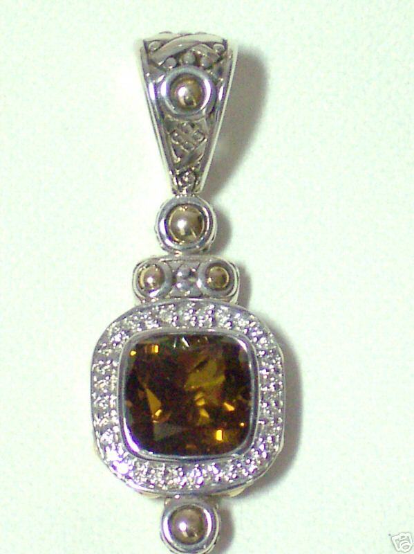 JOHN HARDY 18K STERLING COGNAC QUARTZ DIAMOND ENHANCER  