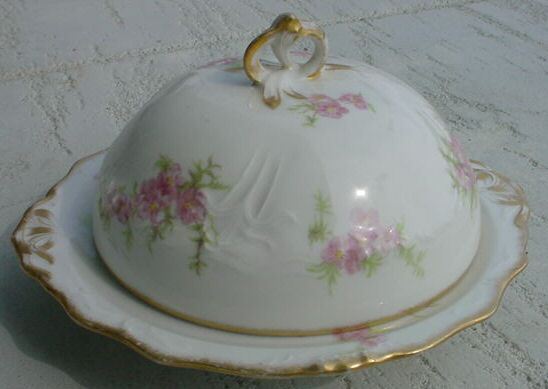 JPL JEAN POUYAT LIMOGES FRANCE COVERED BUTTER DISH  