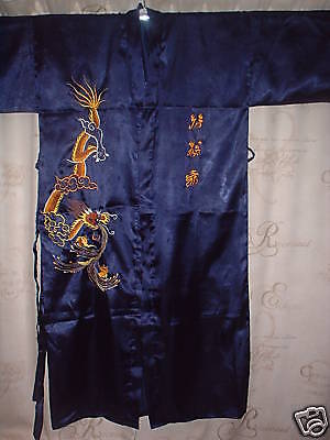 Japanese Kimono Dressing Gown Dragon NAVY Men Women NEW  