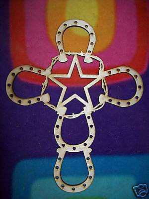 UNFINISHED WOOD HORSESHOE CROSS TEXAS STAR b 8x 11  