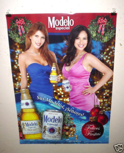 CORONA MODELO BEER POSTER CHRISTMAS HOLIDAY GIRLS  