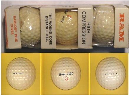 Sleeve 3 Golf Balls RAM PRO 1960 70s  