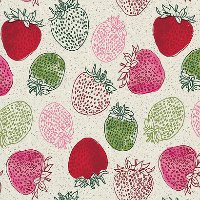 Canvas Upholstery Curtain Vintage fabric Strawberry Red  